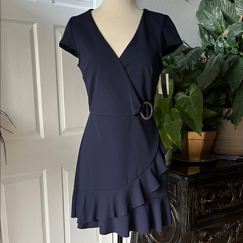 Xtraordinary Navy Ruffle Mini Dress
